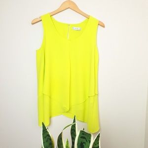 Vintage 90's NEON  Yellow Tank Top Size Large